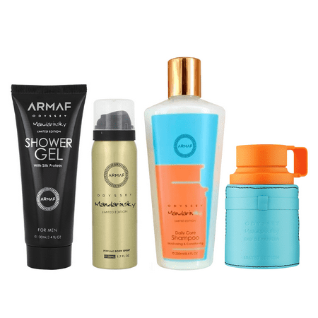 Armaf Odyssey Mandarin Sky Eau De Parfum 3.4 oz 4 Pc Set 3.4 Sg + 1.7 Bs + 8.4 Sh for Men