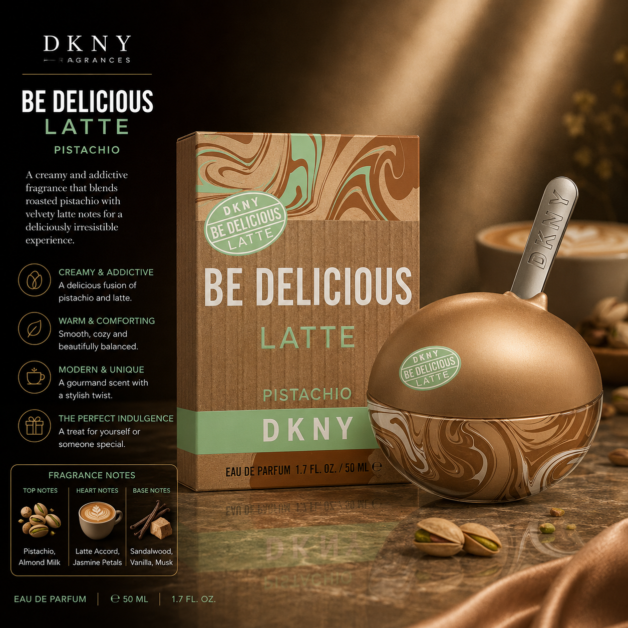 Dkny Be Delicious Latte Pistachio Eau De Parfum 1.7 oz for Women