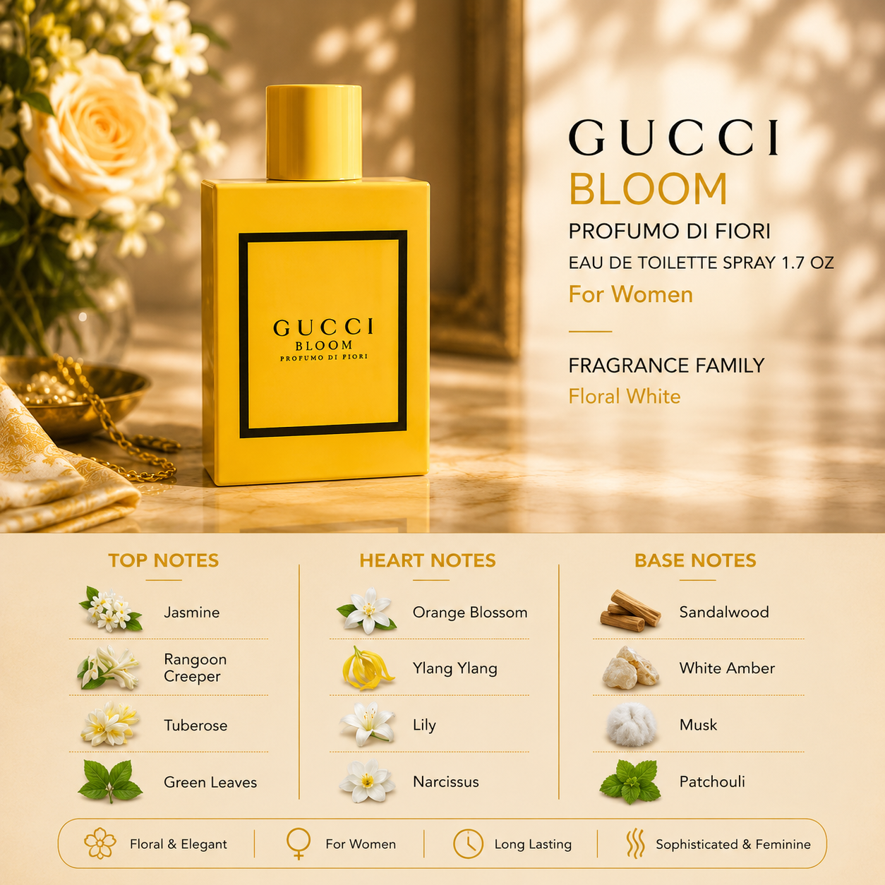 Gucci Bloom Profumo Di Fiori 100 ml Eau De Parfum Spray for Women