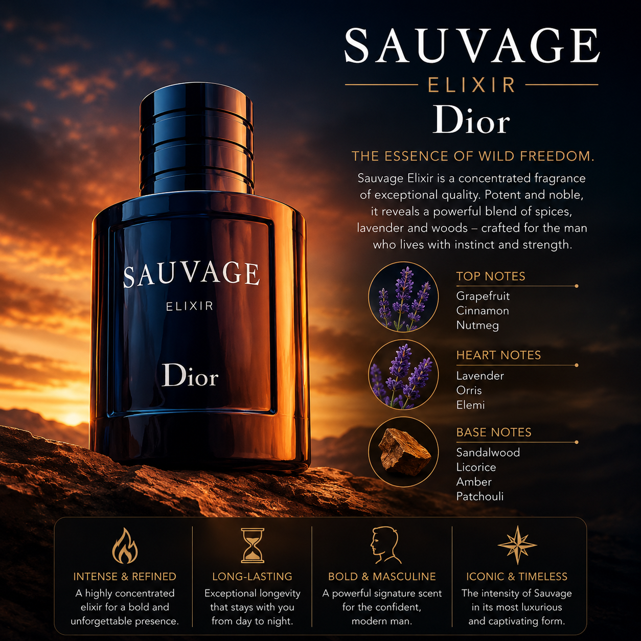 Christian Dior Sauvage Elixir Eau De Cologne Spray 60 ml for Men