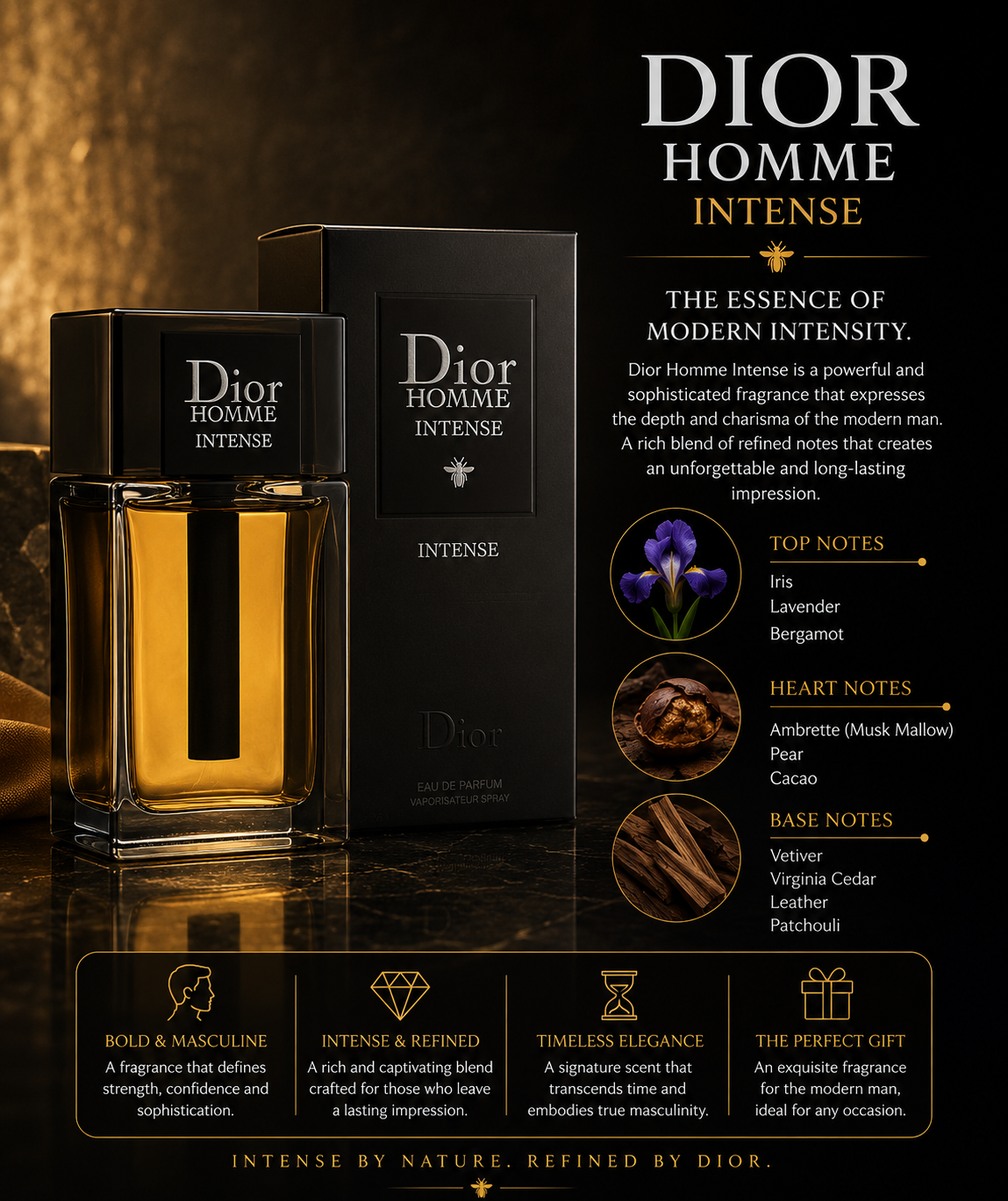 Dior Homme Intense Eau De Parfum 1.7 oz for Men