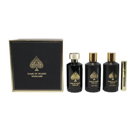 Jo Milano Game Of Spades Wildcard Eau De Parfum 3.4 oz 4pc Set 6.8 oz Cleanser + 6.8 oz Cream + 8 ml Atomizer for Women