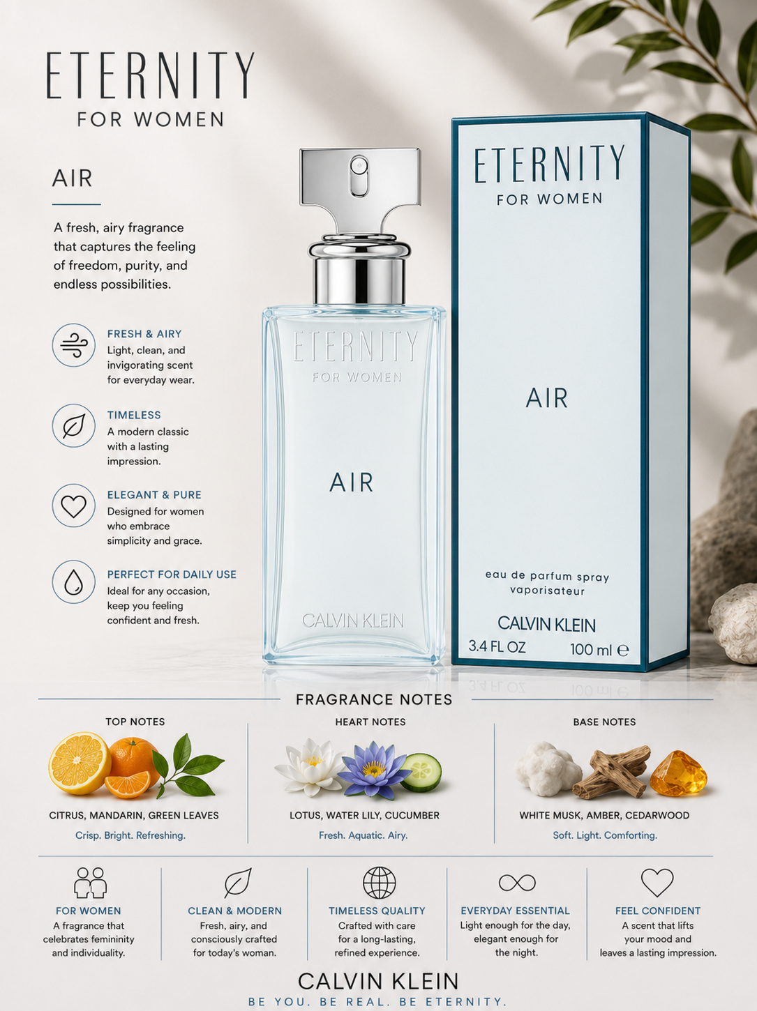 Calvin Klein Eternity Air Eau de Parfum 3.4 oz for Women