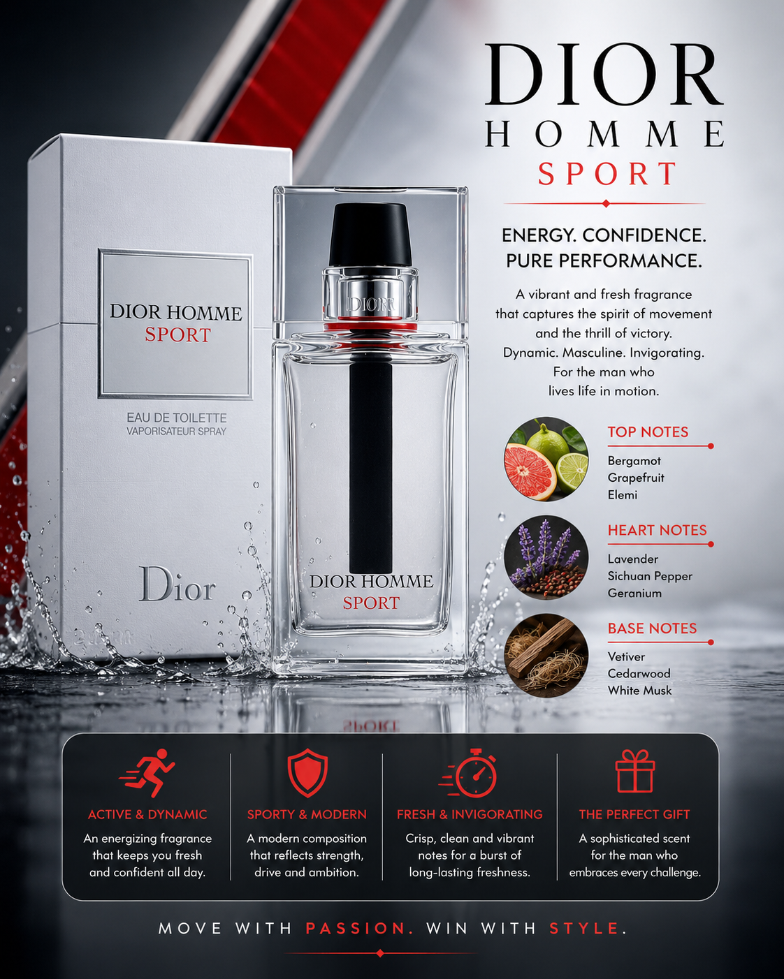 Dior Homme Sport Eau De Toilette Spray For Men