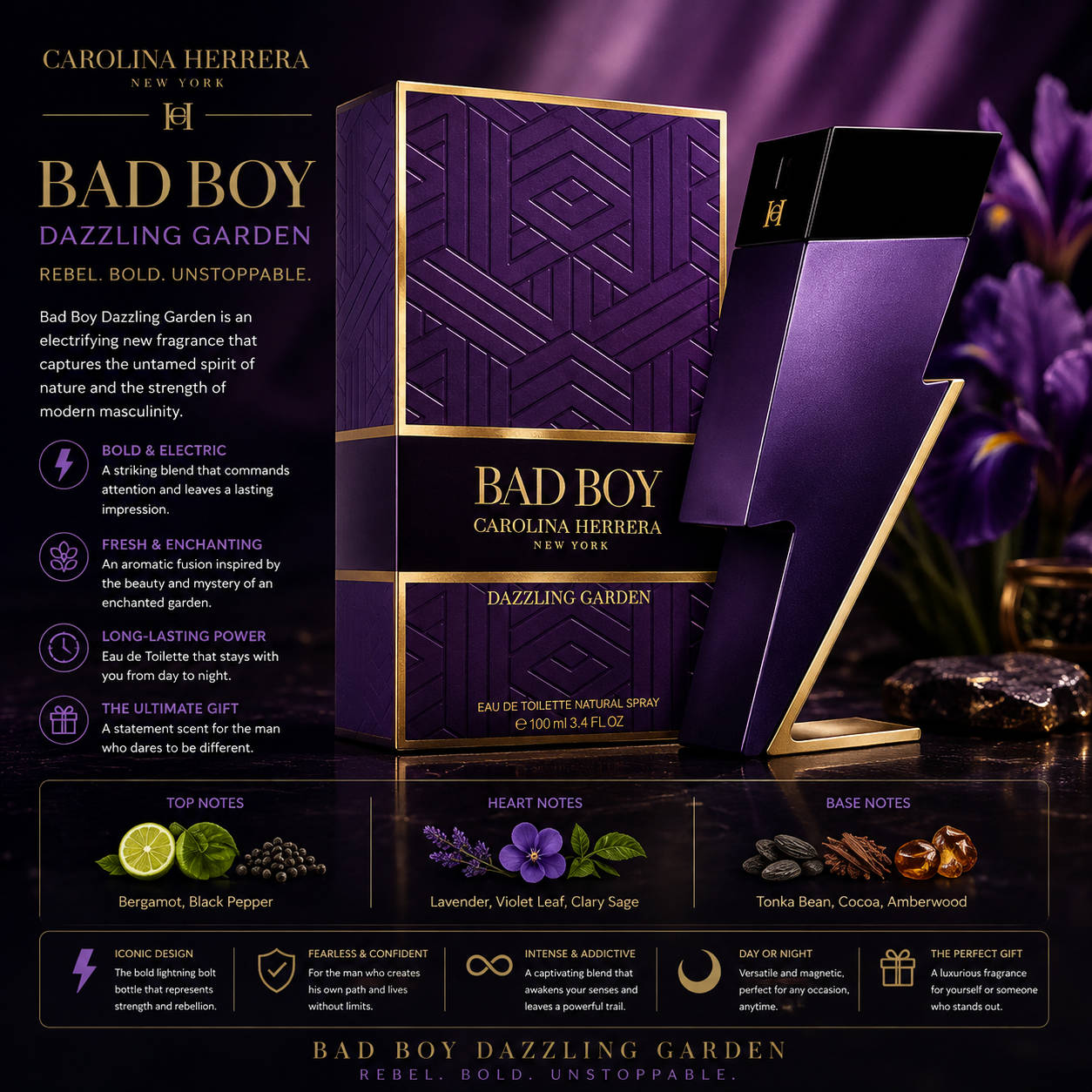 Carolina Herrera Bad Boy Dazzling Garden Eau De Toilette 3.4 oz for Men