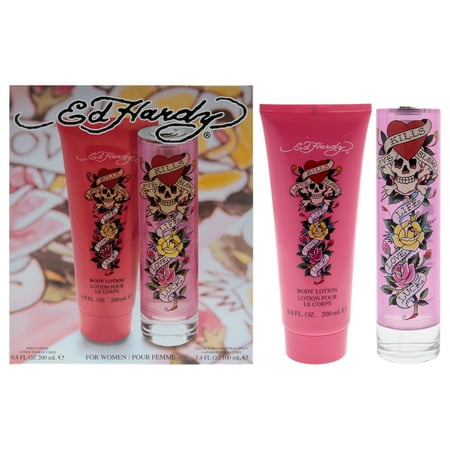 Ed Hardy 2pc Set Eau de Parfum 3.4 oz/6.8 oz Body Lotion for Women