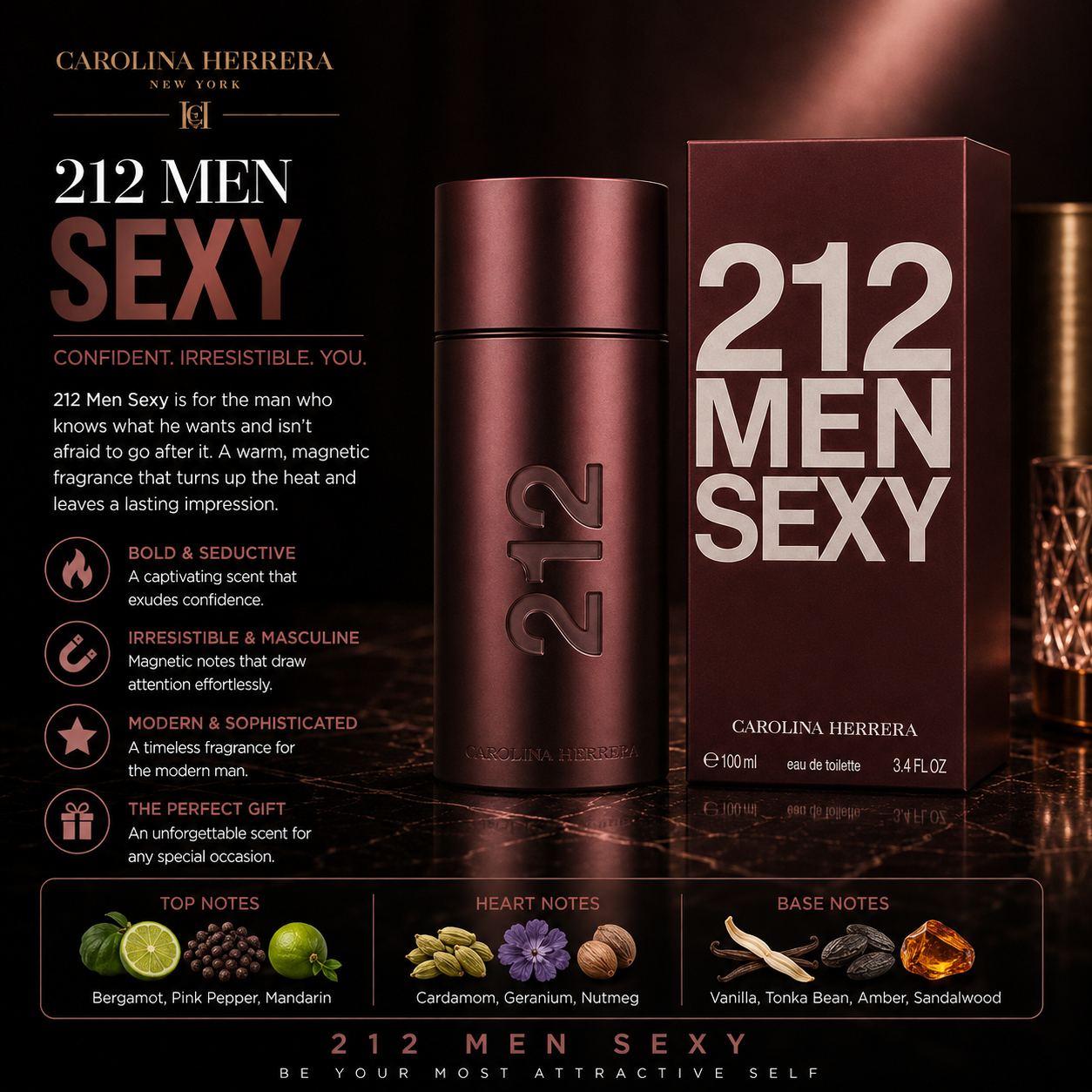 Carolina Herrera 212 Sexy (Eau de Toilette 3.4 oz) for Men