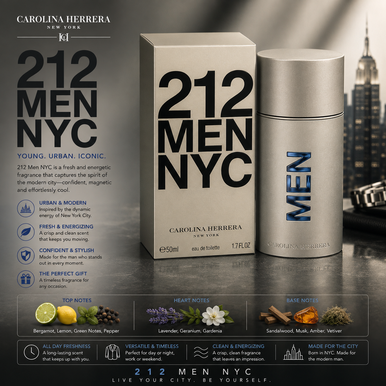 Carolina Herrera 212 NYC (Eau de Toilette 1.7 oz) for Men