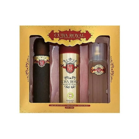 Cuba Royal Gift Set Eau de Toilette 3.4 oz, Body Lotion 6.7 oz, After Shave 3.4 oz for Men