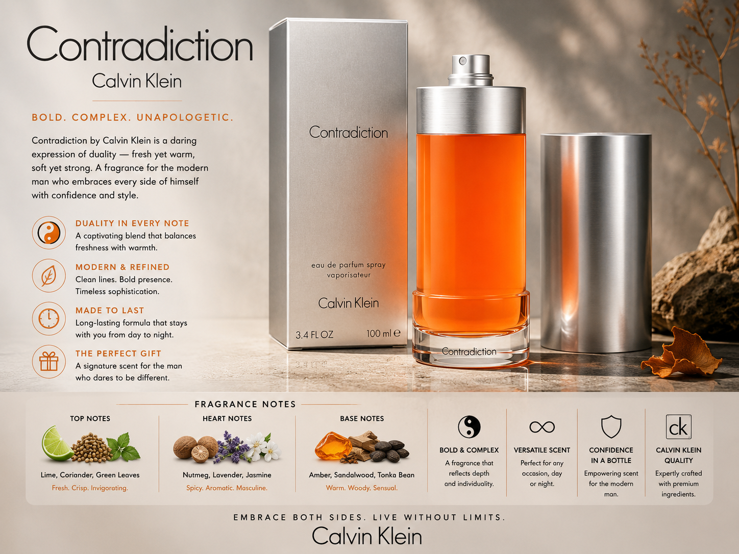 Calvin Klein Contradiction Eau de Parfum 3.4 oz for Women