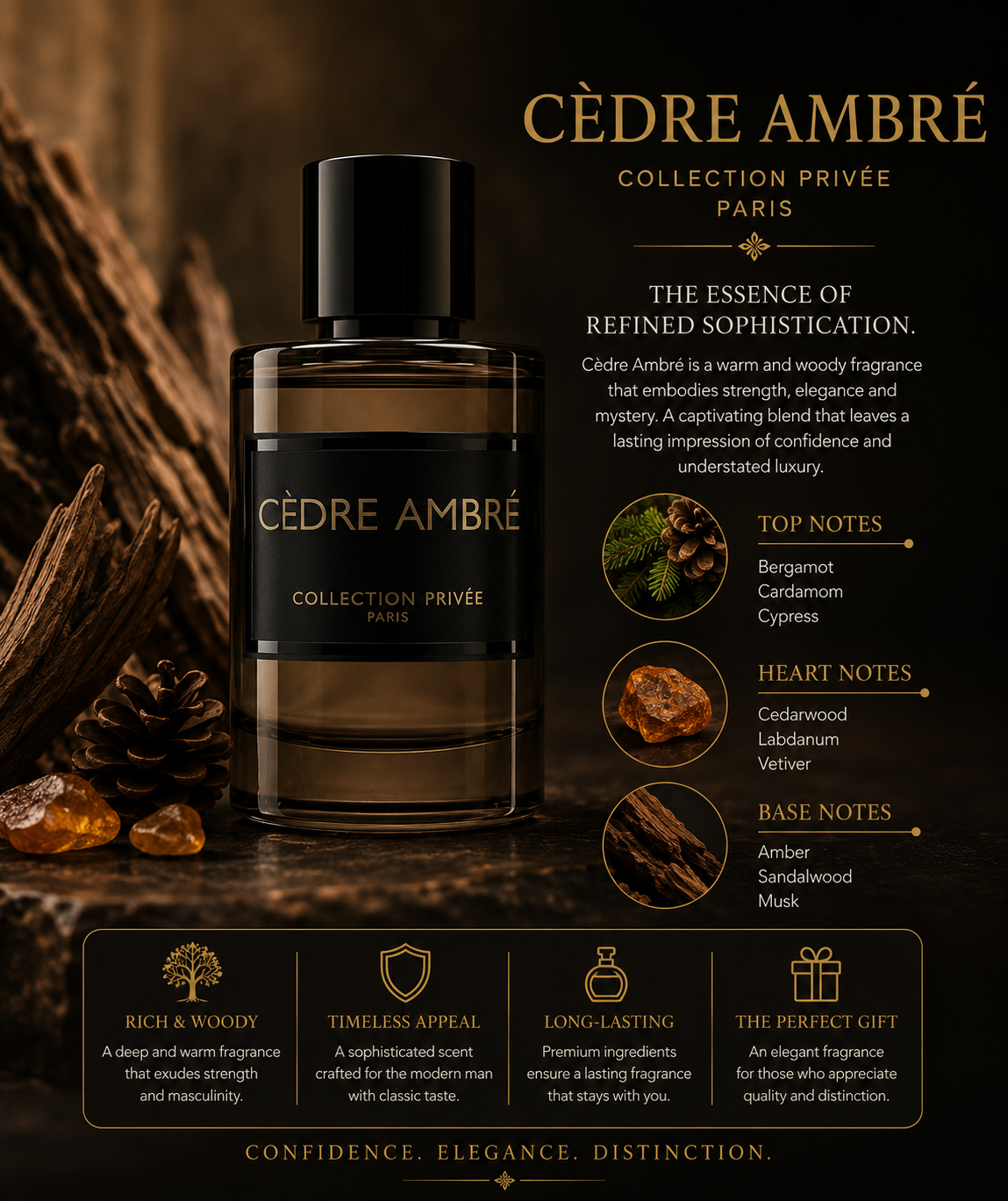 Cèdre Ambré Collection Privée Eau De Parfum 3.4 oz for Men