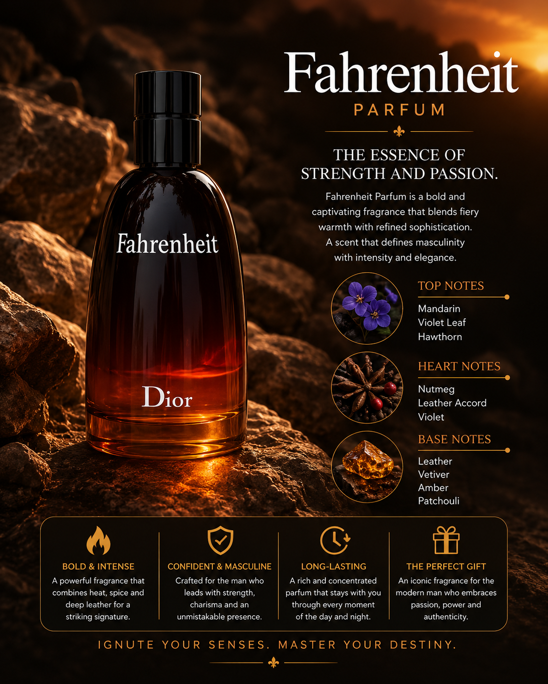Dior Fahrenheit Eau de Toilette 3.4 oz for Men