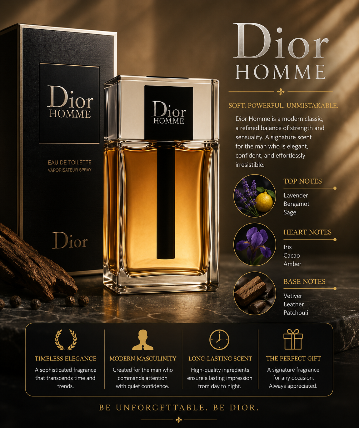 Dior Homme Eau De Toilette 3.4 oz for Men