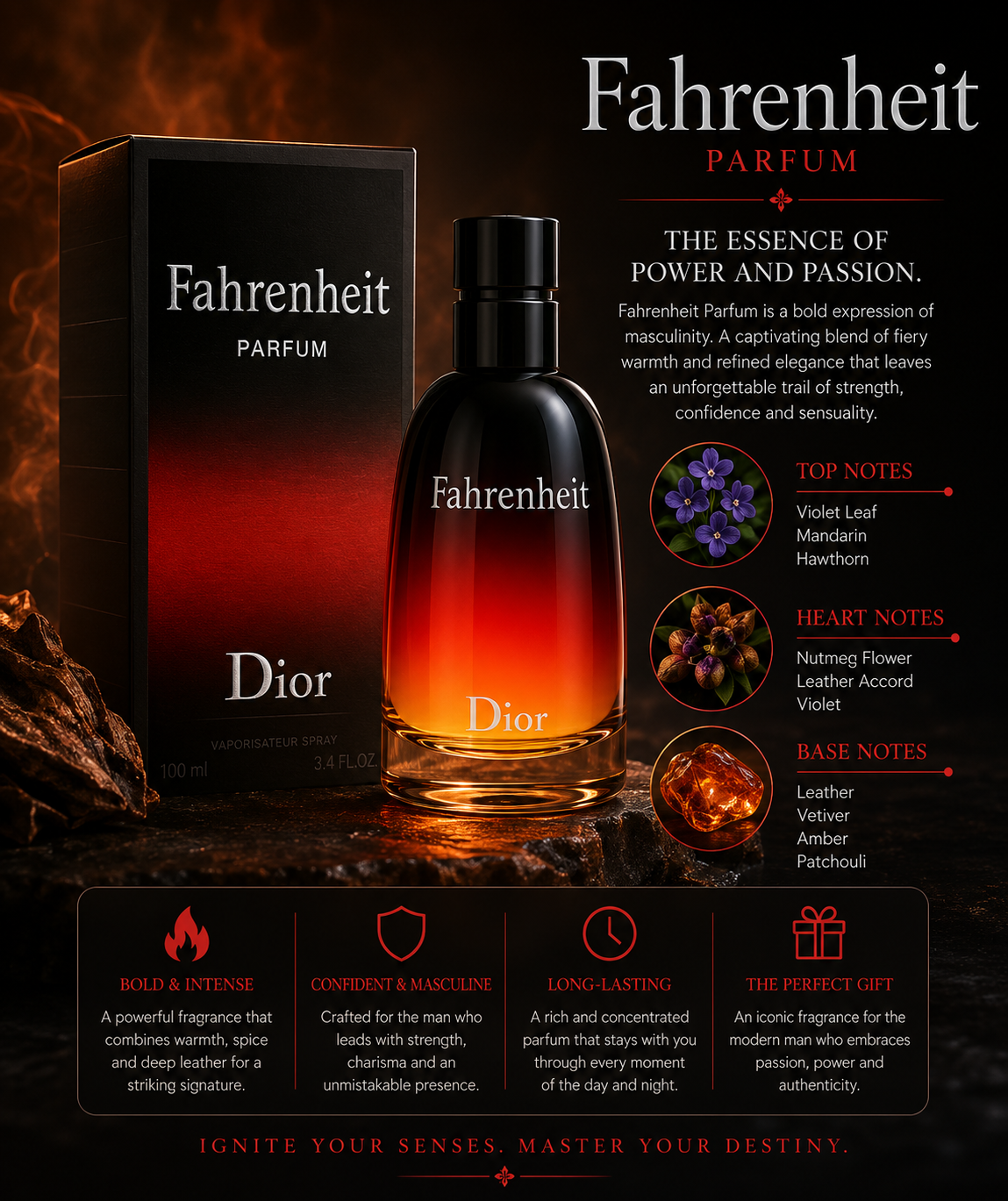 Dior Fahrenheit Eau De Parfum 2.5 oz for Men
