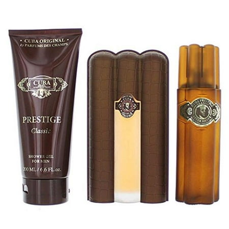 Cuba Prestige Classic 3pc Set Eau De Toilette 3.0 oz, 6.7 oz Shower Gel, 3.3 oz After Shave for Men