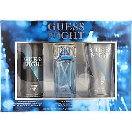 Guess Night 3PC Gift Set for Men 3.4 oz Eau de Toilette, 6.0 oz Body Spray, 6.7 oz Shower Gel