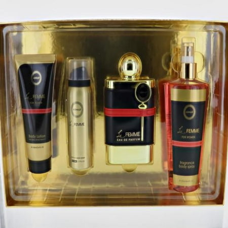 Armaf Le Femme Eau De Parfum 3.4 oz 4 Pc Gift Set 3.4 Bl + 1.7 Bs + 8.4 Bm for Women