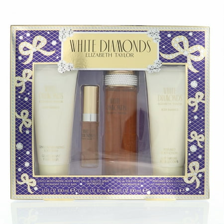 Elizabeth Taylor White Diamond Eau de Toilette 0.34 oz for Women Gift Set 4 Pcs