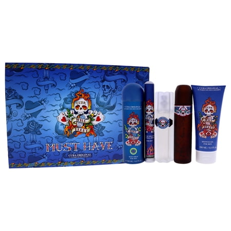 Cuba Wild Heart 5pc Set Eau de Toilette for Men - 3.4 oz & 1.17 oz Eau de Toilette Sprayray, 6.7 oz Body Sprayray, 3.3 oz Aftershave, 6.7 oz.