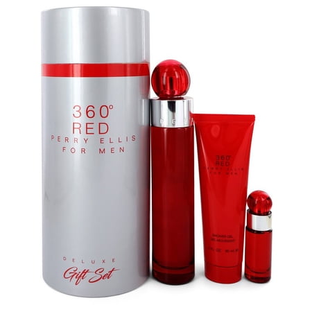 Perry Ellis 360 Red Eau de Toilette 3.4 oz for Men Includes 3.0 oz Shower Gel, 2.5 oz for Menini