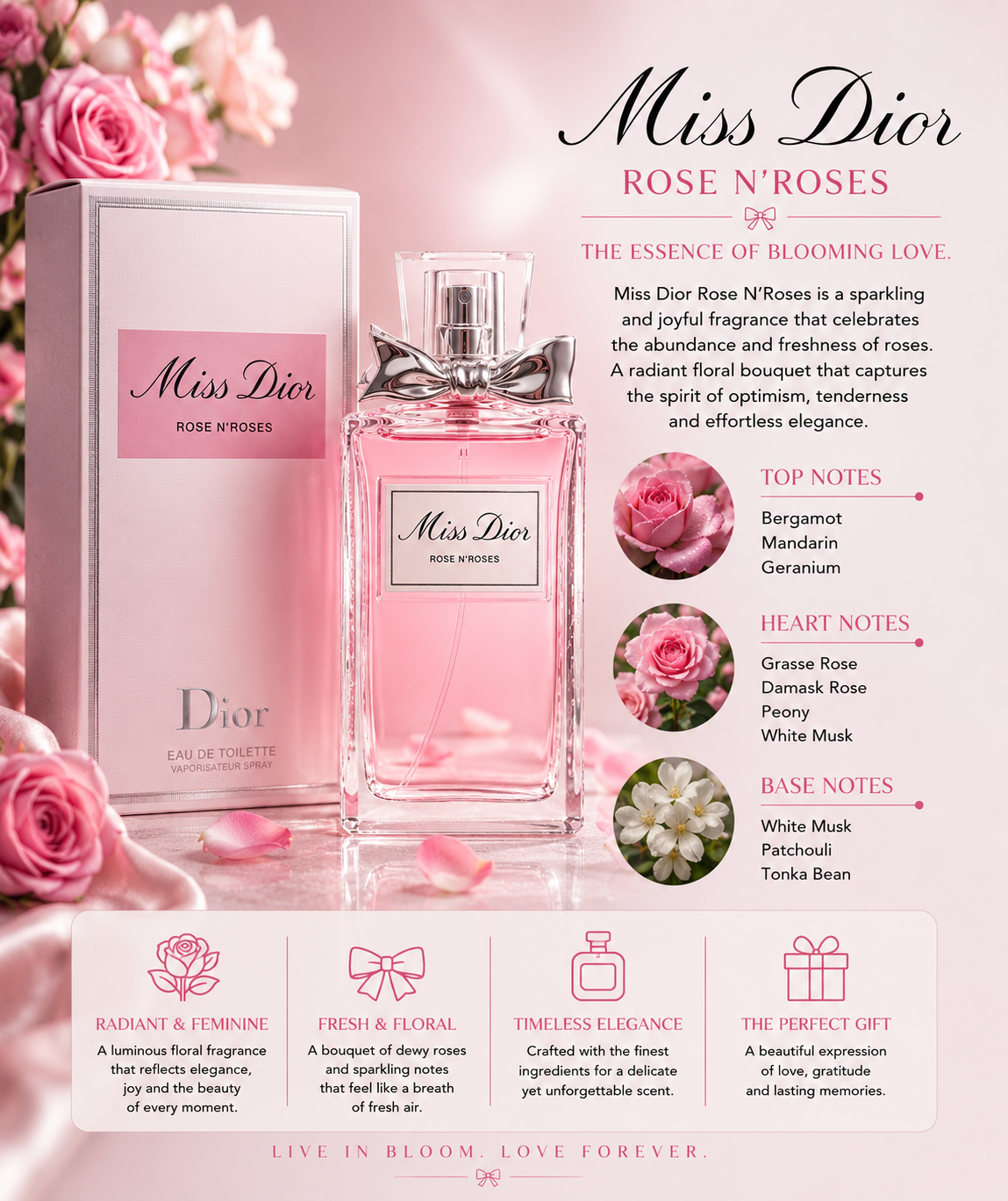 Dior Miss Dior Rose N'roses Eau De Toilette 1.7 oz for Women