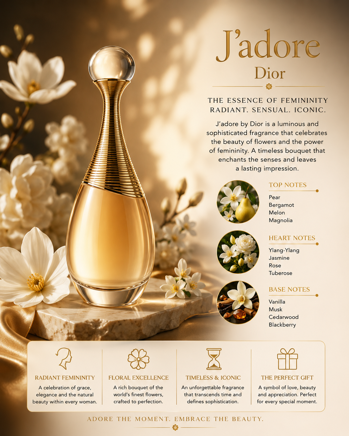 J’adore by Dior Eau de Parfum Spray for Women 3.4 oz