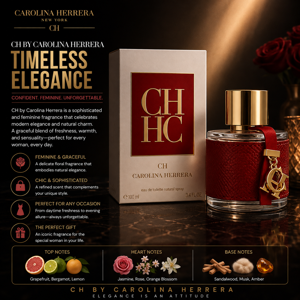 Carolina Herrera CH (Eau de Toilette 1.7 oz )for Women