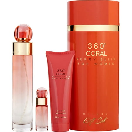 Perry Ellis 360 Collection Coral Eau de Parfum 3.4 oz for Women Gift Set: Includes Eau de Parfum 3.4 oz, Shower Gel 3.0 oz