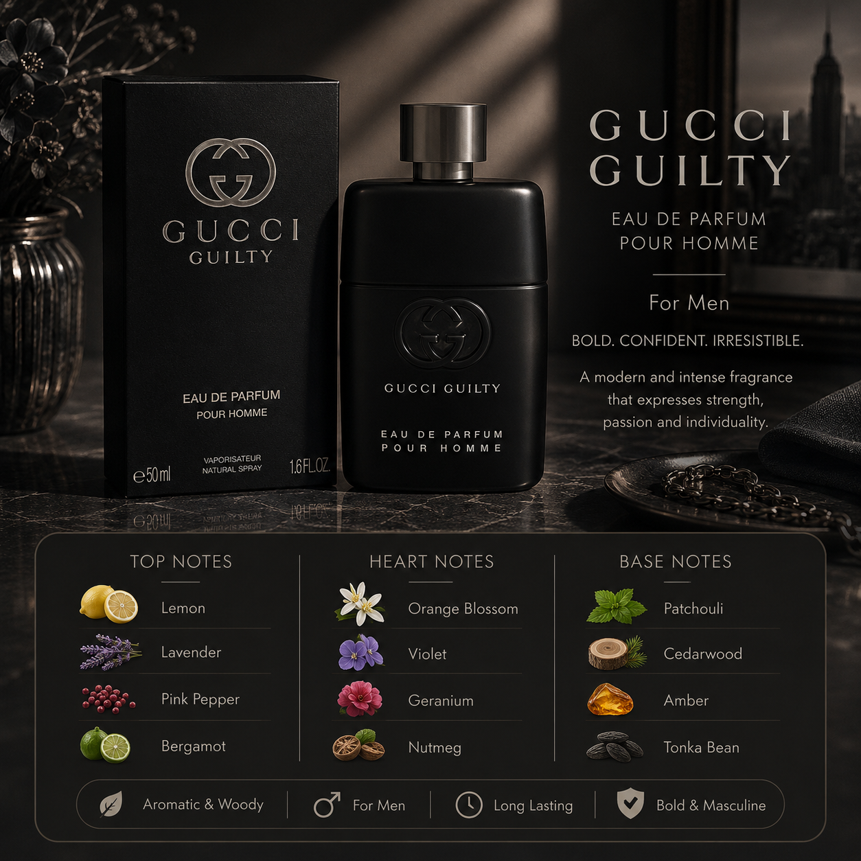 Gucci Guilty Pour Homme Eau de Parfum 1.7 oz for Men