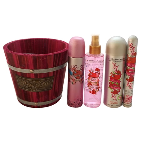 Cuba Heart Breaker Eau de Toilette 3.4 oz/1.17 oz/Body Lotion 6.8 oz/Body Splash 6.6 oz for Women 4pc Set