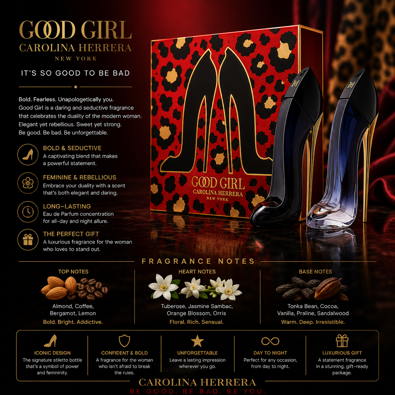 Carolina Herrera Good Girl Legere Eau de Parfum 1.0 oz,Includes: Eau de Parfum, Body Lotion Gift Set for Women