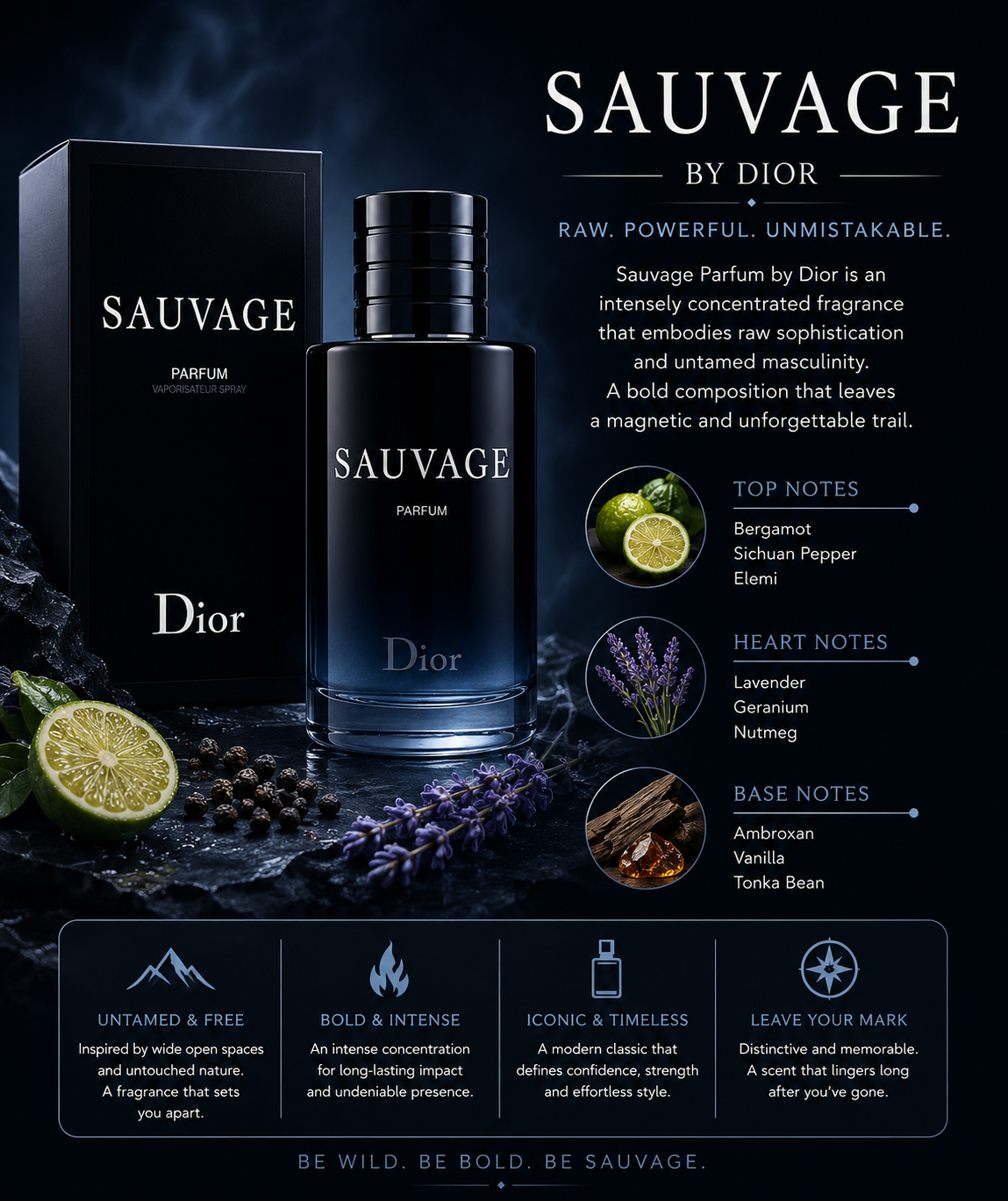 Dior Sauvage Parfum Refillable Spray 3.4 oz for Men