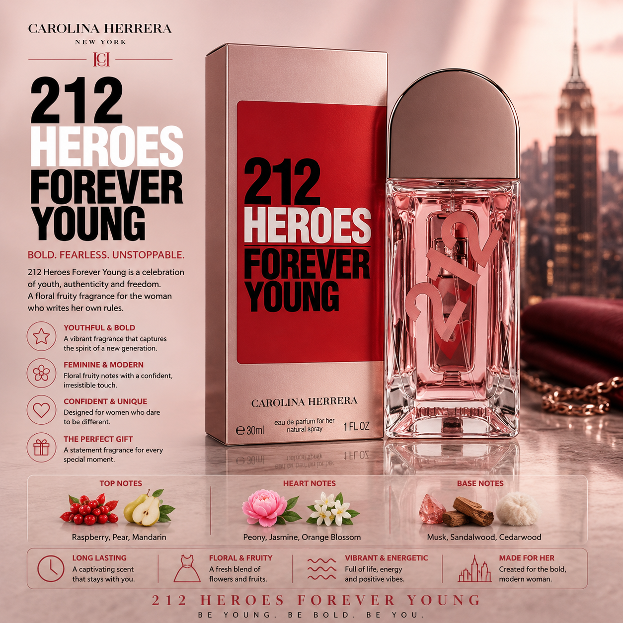 Carolina Herrera 212 Heroes Forever Young Eau de Parfum 1.0 oz for Women