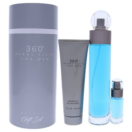 Perry Ellis 360 Eau de Toilette 3.4 oz for Men Gift Set: Includes 3.0 oz After Shave Balfor Men, 3.0 oz Shower Gel