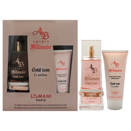 Lomani Ab Spirit Millionaire Gold Icon Le Parfum Eau de Parfum 3.3 oz Body Lotion Gift Set for Women
