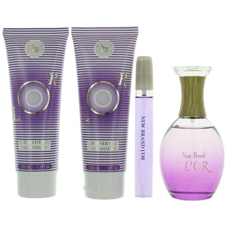 New Brand L'or Eau De Parfum 3.3 oz 4pc Set 4.3 oz Shower Gel, 4.3 oz Body Lotion, 15 ml Eau De Parfum for Women