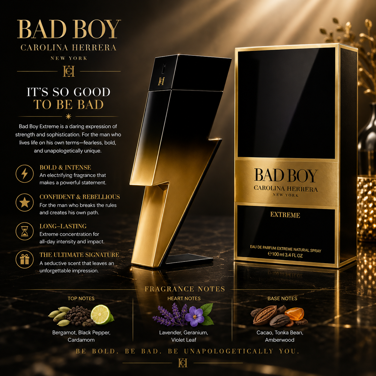 Carolina Herrera Bad Boy Extreme (Eau de Parfum 3.4 oz) for Men