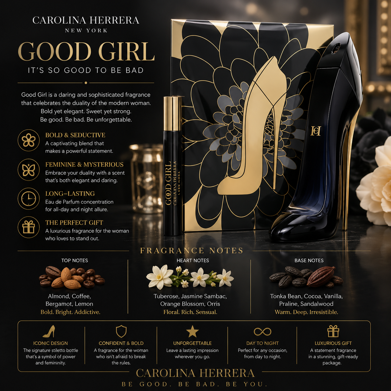 Carolina Herrera Good Girl Eau De Parfum 2.7 oz 2pc Set 10 ml Eau De Parfum for Women