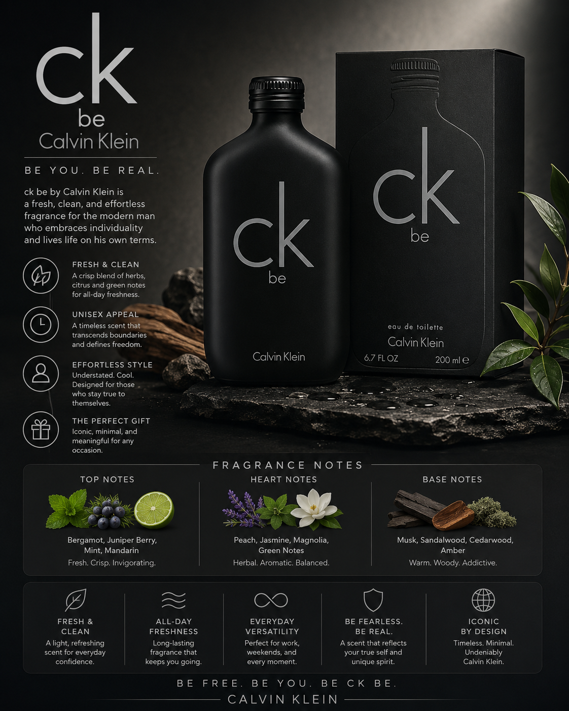 Ck Be Eau De Toilette 6.7 oz (Clean) for Unisex