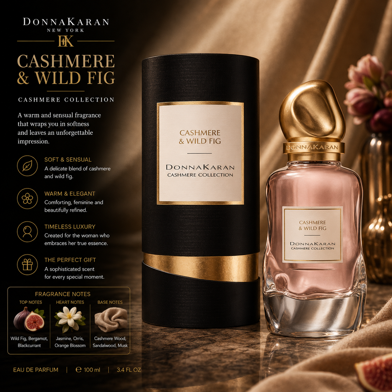 Donna Karan Cashmere & Wild Fig Eau De Parfum 3.4 oz for Women