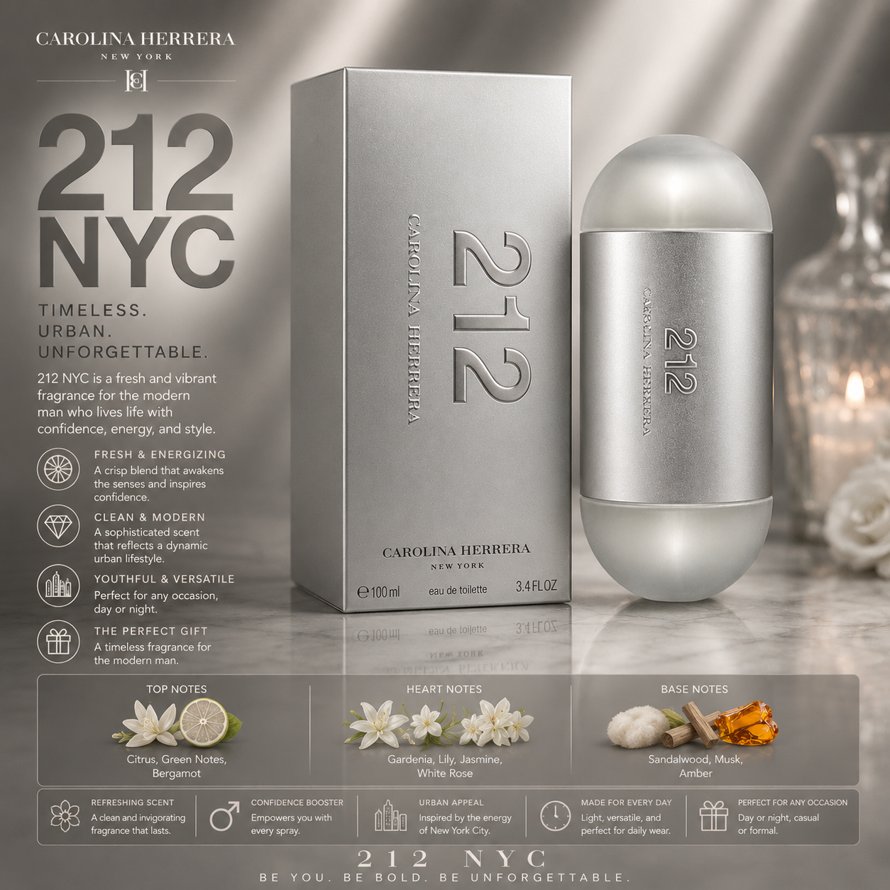 Carolina Herrera 212 Nyc Eau De Toilette 3.4 oz for Women