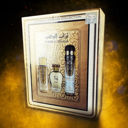 Ard Al Zaafaran Turab Al Dhahab Eau De Parfum 3.4 oz 3 Pc Gift Set: 3.4 Eau De Parfum Spr + 8.4 Bm + 10.0 Air Freshener