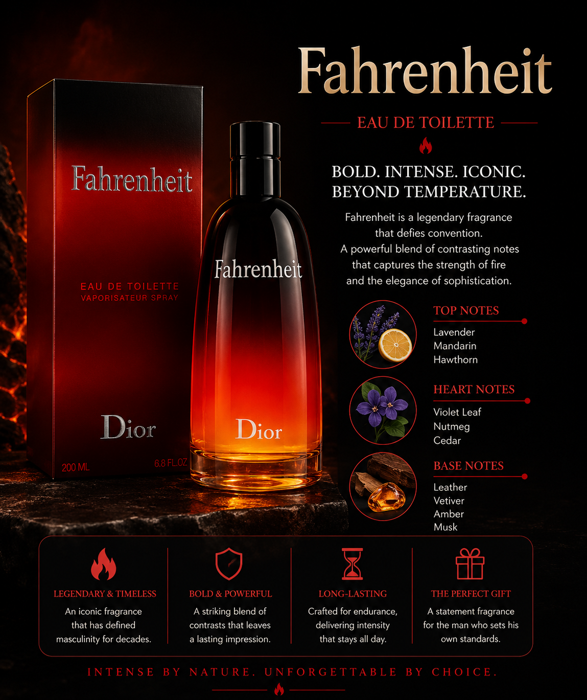 Dior Fahrenheit Eau de Toilette 6.8 oz for Men