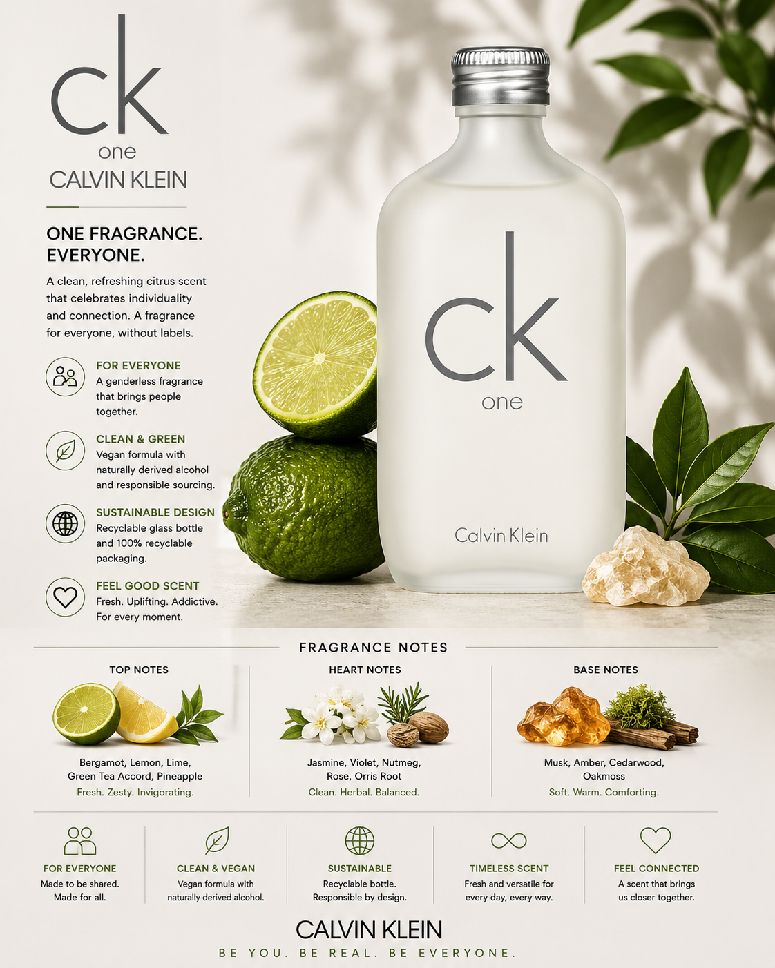 Calvin Klein CK One Eau de Toilette 3.3 oz for Unisex