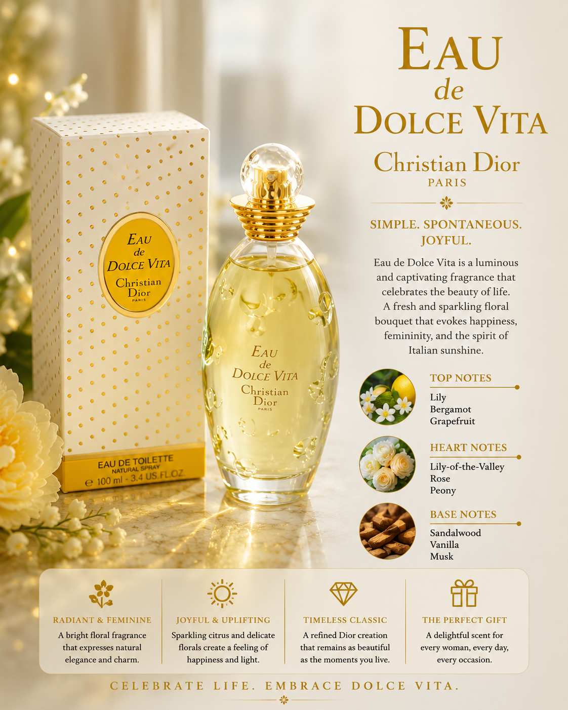 Eau De Dolce Vita 100ml Eau De Toilette Spray For Women