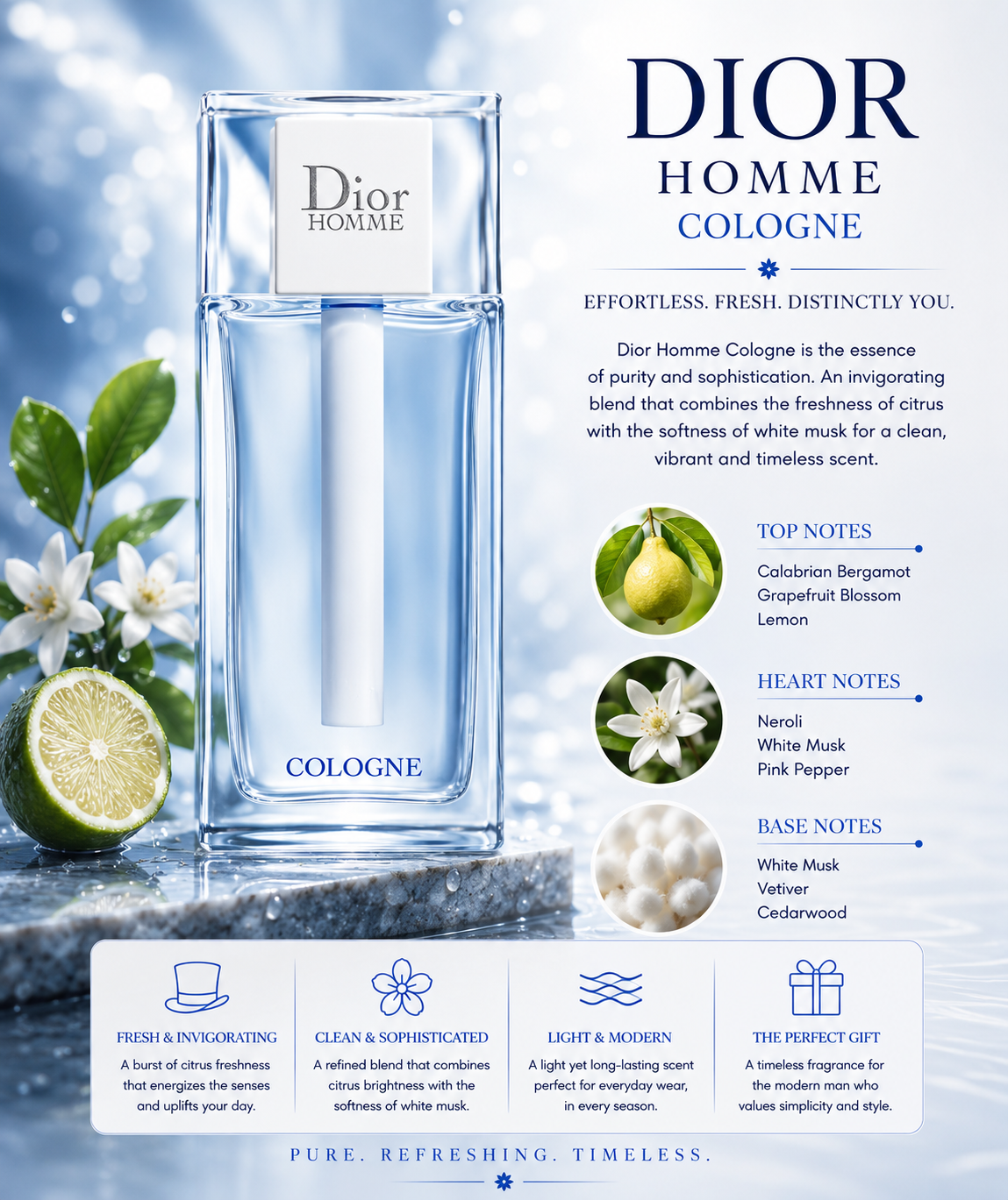 Dior Homme Eau De Cologne 4.2 oz for Men