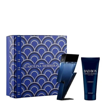 Carolina Herrera Bad Boy Cobalt Eau De Parfum 3.4 oz 2 Pc Gift Set 3.4 Eau De Parfum Spr + 3.4 Sg for Men
