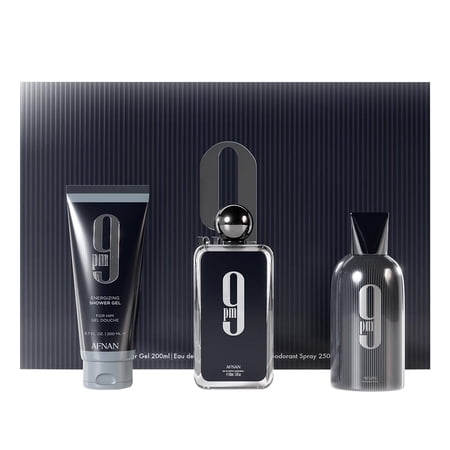 Afnan 9 Pm Eau De Parfum 3.4 oz 3 Pc Set 5.0 oz Sg + 5.0 oz Deo for Men