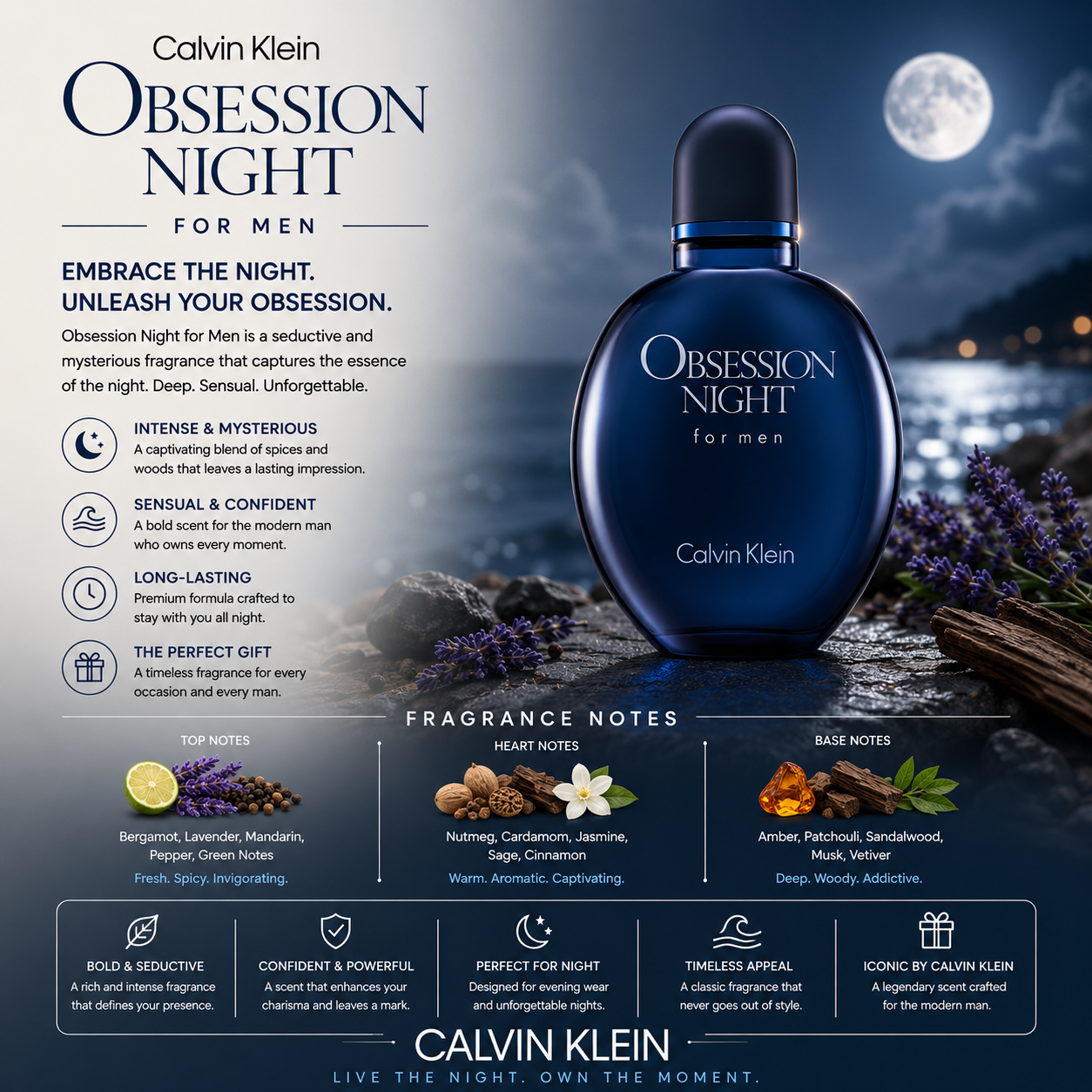 Calvin Klein Obsession Night Eau de Toilette Spray for Men