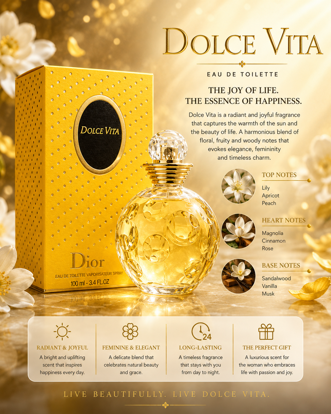 Dior Dolce Vita Eau de Toilette 3.4 oz for Women